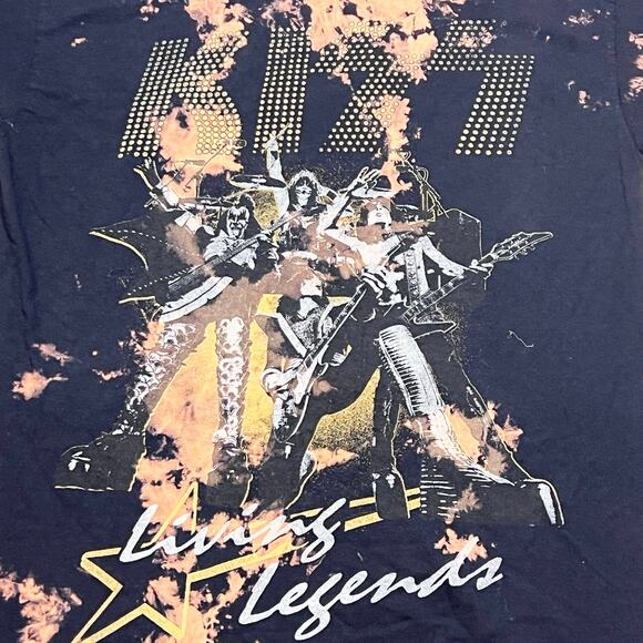 Kiss Living Legends T-Shirt Acid Wash Men Large Black Brown Rock Shirt New - Picture 3 of 6